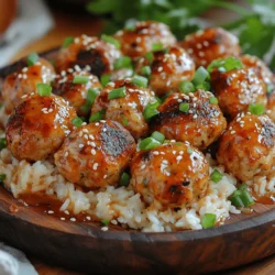 Sticky Glazed Chicken and Rice Meatballs