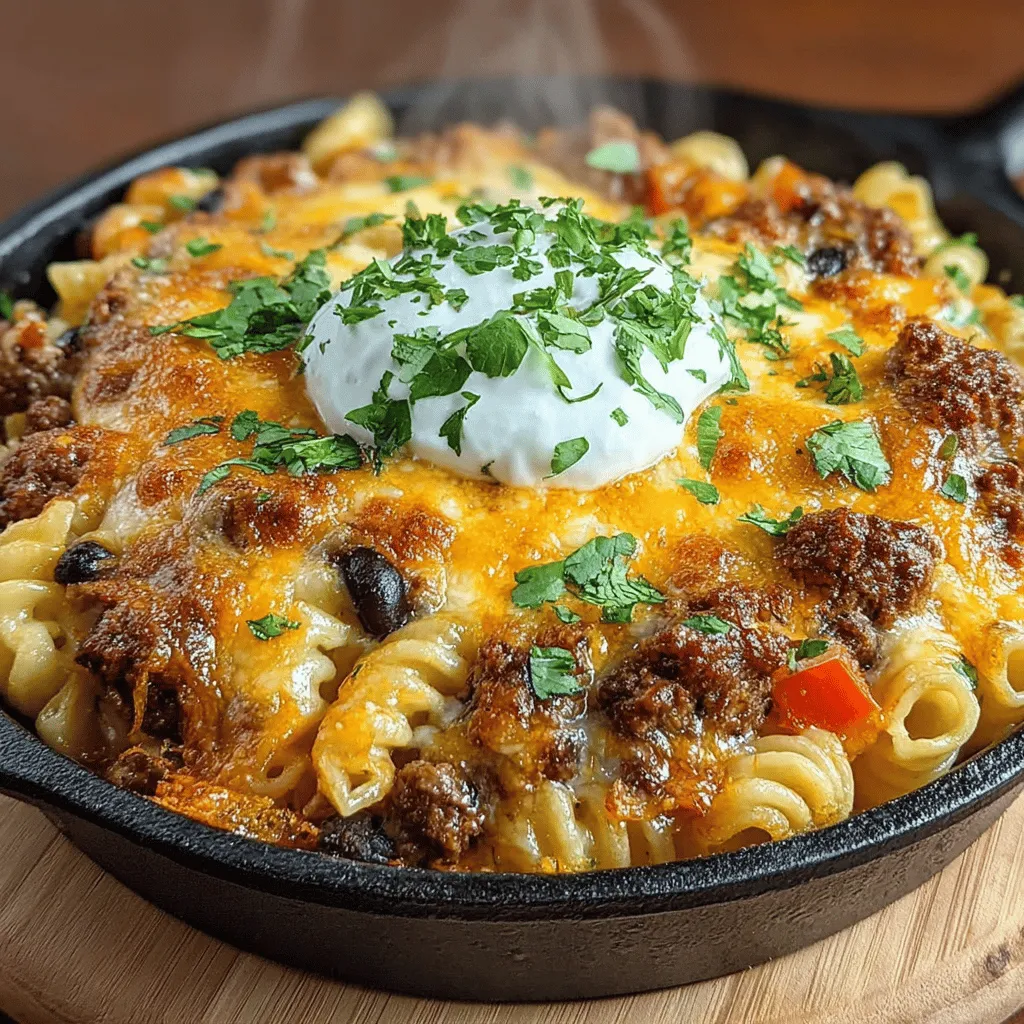 If you're in search of a dish that perfectly marries the comforting essence of classic macaroni and cheese with the bold flavors of Mexican cuisine, look no further than Cheesy Taco Macaroni Bake. This delightful casserole takes the beloved characteristics of macaroni, adds a spicy twist, and transforms it into a hearty meal that is bound to please both kids and adults alike. The combination of creamy cheese, savory ground meat, and zesty taco seasoning creates an irresistible dish that is ideal for family dinners, casual gatherings, or even a potluck.