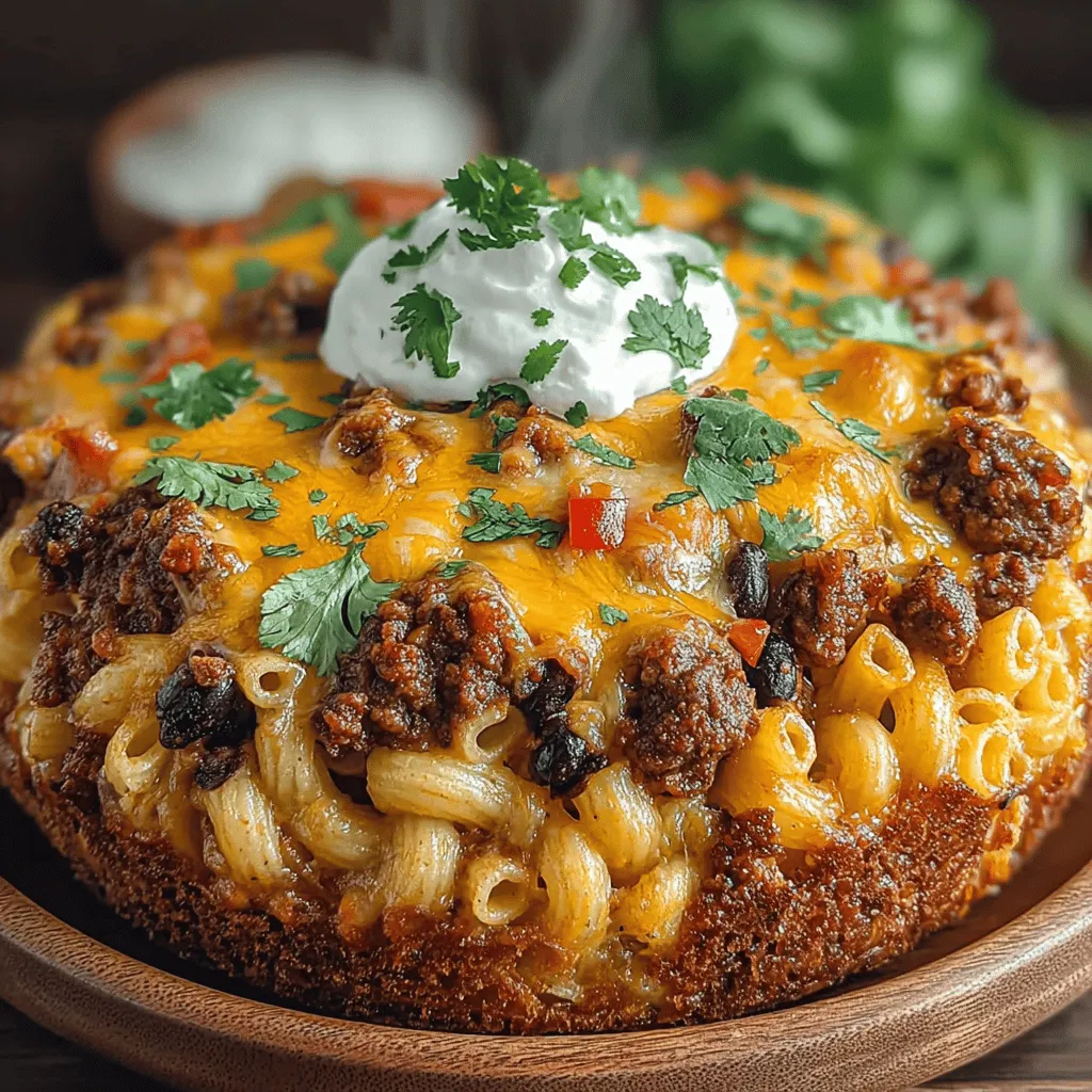 If you're in search of a dish that perfectly marries the comforting essence of classic macaroni and cheese with the bold flavors of Mexican cuisine, look no further than Cheesy Taco Macaroni Bake. This delightful casserole takes the beloved characteristics of macaroni, adds a spicy twist, and transforms it into a hearty meal that is bound to please both kids and adults alike. The combination of creamy cheese, savory ground meat, and zesty taco seasoning creates an irresistible dish that is ideal for family dinners, casual gatherings, or even a potluck.