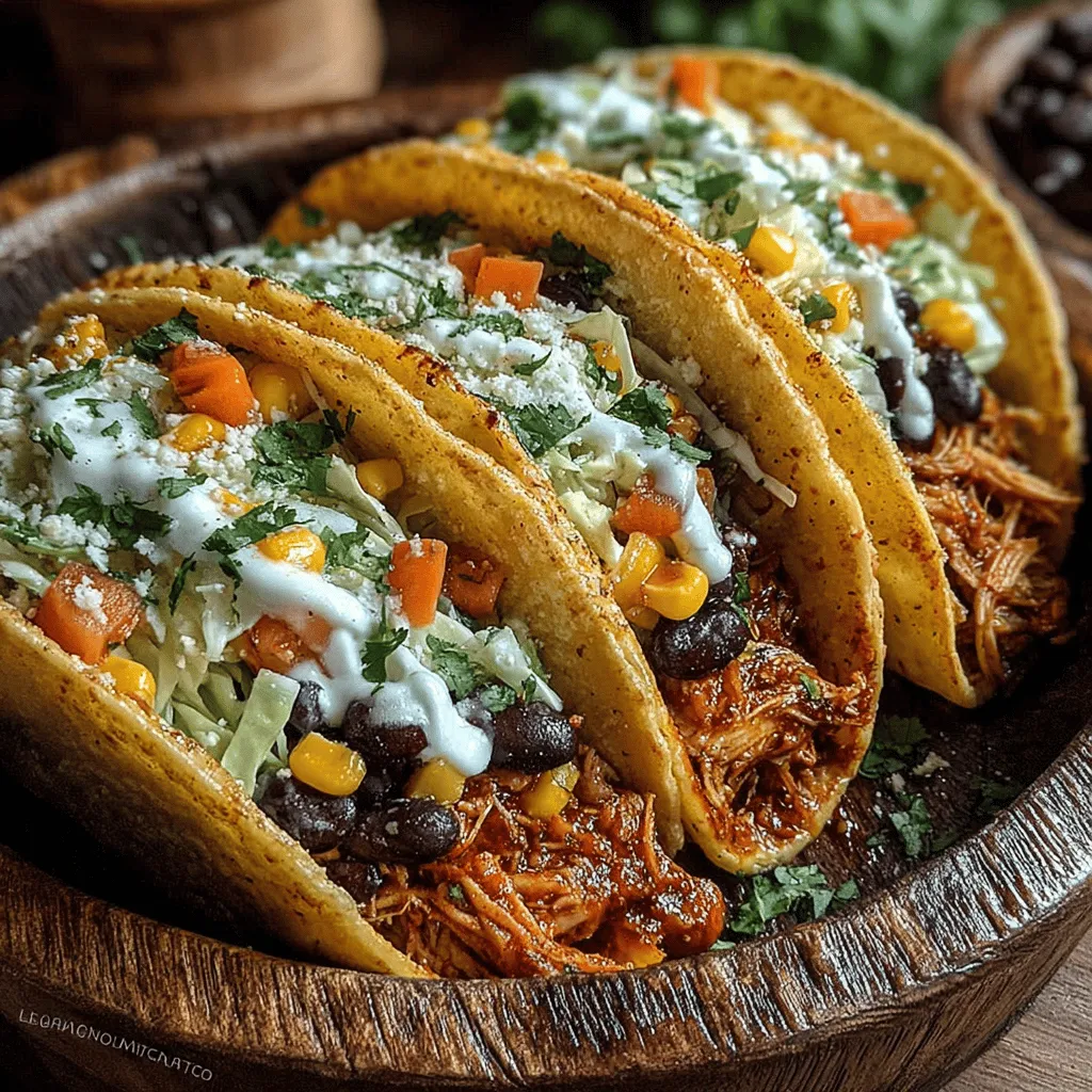 Discover the joy of effortless cooking with these Slow Cooker Fiesta Chicken Tacos, a delightful dish that brings the vibrant flavors of Mexican cuisine right to your dinner table. This recipe combines tender, seasoned chicken with a medley of colorful vegetables, all simmered to perfection in a slow cooker. With minimal prep time and a hands-off cooking method, you'll have a delicious meal ready to enjoy with family or friends. Whether it's a casual weeknight dinner or a festive gathering, these tacos are sure to impress.
