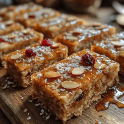 There’s something undeniably comforting about homemade snacks, and Sweet Almond Oat Bars embody that warmth and joy in every bite. These bars are not just a delicious treat; they represent a perfect blend of health and indulgence that can brighten any day. I still remember the first time I attempted to make these bars; it was a chilly afternoon, and I found myself sifting through my pantry in search of a healthy snack to accompany a steaming cup of tea. Armed with a few staple ingredients, I embarked on a culinary adventure that transformed into an unforgettable experience. The results were nothing short of delightful—chewy, nutty, and just the right amount of sweet. These bars turned out to be perfect for a mid-afternoon pick-me-up or as a nutritious breakfast option, easily enjoyed on the go.