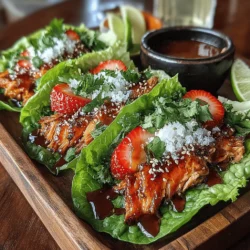 Salmon lettuce wraps with strawberry glaze are a vibrant and tantalizing dish that seamlessly combines the rich flavors of fresh salmon with the crispness of leafy greens and the sweetness of strawberries. This unique recipe not only excites the palate but also offers a refreshing, light meal option perfect for warm weather dining or as a healthy appetizer. The appeal of this dish lies in its simplicity, versatility, and the way it showcases the natural flavors of its ingredients, making it a delightful choice for both casual meals and special occasions.