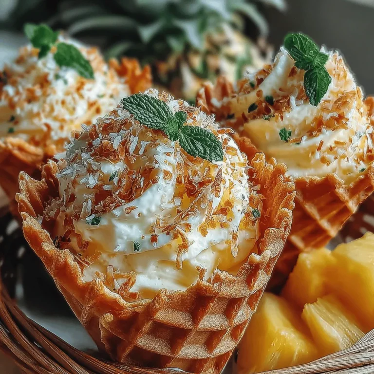 As the summer sun shines brightly, there’s nothing quite like a refreshing dessert to cool you down and lift your spirits. Enter the Tropical Bliss Frozen Pineapple Whip Cones—a delightful treat that captures the essence of summer in every creamy bite. This recipe combines the sweetness of ripe pineapples with the velvety richness of coconut cream, creating a frozen dessert that is both delicious and health-conscious. Whether you’re lounging by the pool, hosting a backyard barbecue, or simply craving something sweet, these whip cones are the perfect way to indulge guilt-free.