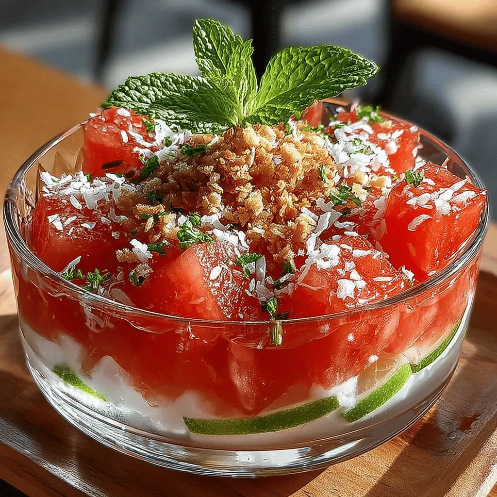 As the summer sun graces us with its warmth, the quest for refreshing treats becomes paramount. Enter the Watermelon Delight Crisp, a delightful no-bake dessert that embodies the essence of summer. This vibrant dish brings together the juicy, hydrating goodness of watermelon with the satisfying crunch of granola and the tropical flair of shredded coconut. It’s not just a feast for the eyes; it’s a wholesome dessert that is easy to prepare, making it perfect for summer gatherings or a simple indulgence at home.