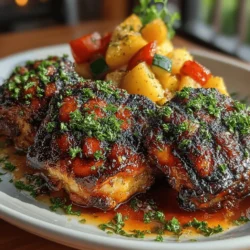 Sweet & Smoky Peach BBQ Chicken Thighs