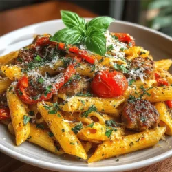 There are certain moments in the kitchen that evoke fond memories—like the aroma of sizzling sausage mingling with the sweet scent of roasted red peppers. I recall the first time I made this Sizzlin' Sausage and Roasty Pepper Pasta; it was a chilly evening, and I wanted to create something warm and inviting for my family. As the vibrant colors of the roasted peppers brightened the kitchen, and the pasta simmered away, laughter filled the air. This dish not only nourished our bodies but also reminded me of the magic that happens when you gather loved ones around a table for a delicious meal. Today, I’m excited to share this hearty recipe that’s bursting with flavor and easy enough to whip up on a busy weeknight.