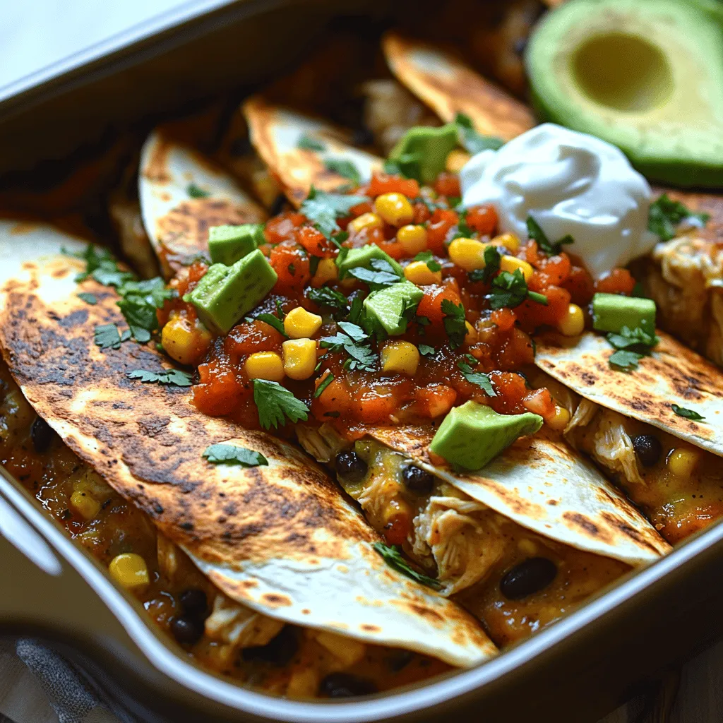 No quesadilla bake is complete without the perfect toppings, and sour cream and avocado are the dynamic duo that will elevate your Cheesy Salsa Chicken Quesadilla Bake to the next level. The creamy texture of sour cream complements the zestiness of the salsa, while fresh avocado adds a rich, buttery flavor that balances the dish beautifully.