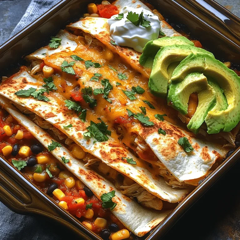 No quesadilla bake is complete without the perfect toppings, and sour cream and avocado are the dynamic duo that will elevate your Cheesy Salsa Chicken Quesadilla Bake to the next level. The creamy texture of sour cream complements the zestiness of the salsa, while fresh avocado adds a rich, buttery flavor that balances the dish beautifully.