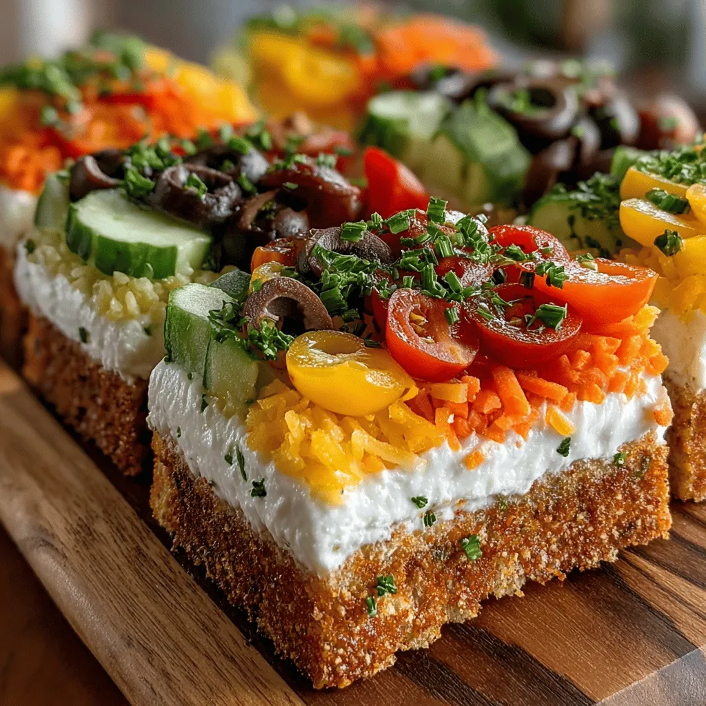 In the world of appetizers, few dishes can compete with the vibrant appeal and refreshing taste of Chilled Rainbow Veggie Pizza Squares. This delightful recipe stands out not only for its eye-catching colors but also for its nutritional benefits, making it a perfect addition to any gathering, picnic, or casual meal. Whether you’re hosting a summer barbecue or simply looking for a light and healthy snack, these colorful squares provide a deliciously appealing way to increase your vegetable intake.