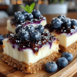 To create these delightful cheesecake bars, it's essential to understand the role of each ingredient in the recipe. The core components include graham cracker crumbs, cream cheese, sugar, eggs, and, of course, fresh blueberries.