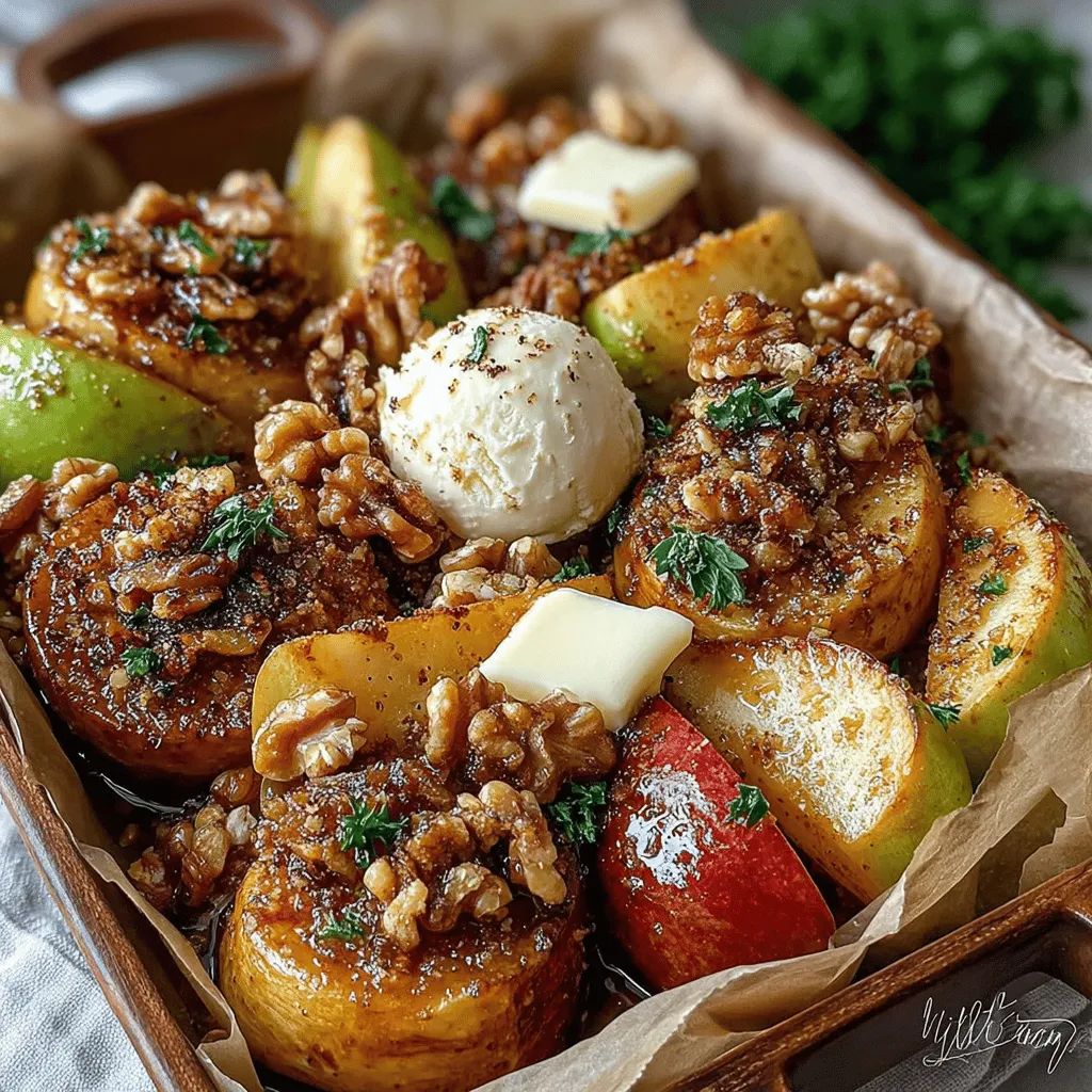 When it comes to comforting desserts, few dishes evoke the warmth and nostalgia of roasted apples. This delectable treat captures the essence of autumn, making it a cherished favorite for gatherings, holiday celebrations, or simply indulging in a moment of sweetness at home. Among the many variations of this beloved dessert, <strong>maple cinnamon roasted apples</strong> stand out as a delightful seasonal offering that combines the natural sweetness of apples with the rich, warm flavors of maple syrup and cinnamon.” /></p>
</p>
<h2>Coating the Apples</h2>
</p>
<p>Once you’ve prepared your apples, the next step is to coat them with a delightful mixture of maple syrup, cinnamon, and a touch of nutmeg. This step is crucial for achieving that perfectly sweet and spiced flavor profile that makes roasted apples so irresistible.</p>
</p>
<h3>Techniques for Ensuring Every Piece is Well-Coated</h3>
</p>
<p>To ensure that every slice of apple is beautifully coated, begin by cutting your apples into uniform slices or wedges. This not only helps with even cooking but also ensures that each piece has the same surface area to absorb the delicious coating. In a large mixing bowl, combine your maple syrup, cinnamon, and nutmeg. Add the apple slices to the bowl and gently toss them until they are evenly coated.</p>
</p>
<p>For a more thorough coating, consider letting the apples marinate in the syrup mixture for about 10-15 minutes. This allows the flavors to meld and ensures that every bite will be packed with that sweet, spicy goodness.</p>
</p>
<h2>Arranging in the Baking Dish</h2>
</p>
<p>Once the apples are coated, it’s time to arrange them in your baking dish. The way you arrange your apples can significantly impact their cooking and presentation.</p>
</p>
<h3>Tips for Optimal Presentation and Even Cooking</h3>
</p>
<p>For optimal presentation, layer the apple slices in a circular or spiral pattern, starting from the outside and working your way inward. Not only does this look appealing, but it also promotes even cooking, as all the slices will be exposed to the heat of the oven.</p>
</p>
<h3>The Role of Greasing the Dish and How It Affects the Final Outcome</h3>
</p>
<p>Before placing the apples in the dish, lightly grease it with a bit of butter or cooking spray. This step is essential as it prevents the apples from sticking to the dish and allows for easier serving later on. Additionally, greasing the dish can help create a beautiful caramelization on the bottom of the apples, enhancing their flavor and texture.</p>
</p>
<h2>Adding Butter</h2>
</p>
<p>Butter is a key player in this recipe, contributing to the overall richness and depth of flavor in your roasted apples.</p>
</p>
<h3>Explanation of How Butter Contributes to Caramelization and Flavor</h3>
</p>
<p>When you add small pats of butter over the arranged apples, it melts during roasting, creating a luscious sauce that combines with the maple syrup and cinnamon. This buttery goodness not only aids in caramelization but also adds a creamy texture that balances the sweetness of the syrup. The result is tender, juicy apples that are perfectly flavored and wonderfully aromatic.</p>
</p>
<h2>Roasting Process</h2>
</p>
<p>Now that your apples are prepped and ready, it’s time to roast them to perfection.</p>
</p>
<h3>Key Indicators for Doneness and Tips on Achieving the Perfect Texture</h3>
</p>
<p>Preheat your oven to 350°F (175°C) and place your baking dish in the oven. Roast the apples for about 25-30 minutes. Keep an eye on them; they are done when they are tender but still hold their shape. You want them to be soft enough to enjoy with a fork but not so mushy that they fall apart.</p>
</p>
<p>Check for doneness by piercing an apple slice with a fork. If it goes in easily but meets a bit of resistance, your apples are likely perfect.</p>
</p>
<h3>Importance of Stirring Halfway Through to Ensure Even Cooking</h3>
</p>
<p>To guarantee even cooking, stir the apples halfway through the roasting process. This not only helps in redistributing the heat but also ensures that all the apple slices are equally coated with the syrupy goodness. Stirring also allows the bottom slices to come to the top and vice versa, resulting in uniformly roasted apples.</p>
</p>
<h2>Serving Suggestions and Variations</h2>
</p>
<p>Now that your maple cinnamon roasted apples are out of the oven and beautifully caramelized, let’s explore some creative ways to serve this delightful dish.</p>
</p>
<h3>Creative Ways to Serve Roasted Apples</h3>
</p>
<p>1. <strong>Pairing with Ice Cream or Whipped Cream</strong>: For an indulgent treat, serve your roasted apples warm alongside a scoop of vanilla ice cream or a dollop of freshly whipped cream. The contrast of warm apples and cold cream creates a delightful experience.</p>
</p>
<p>2. <strong>Autumn-Themed Dishes</strong>: These roasted apples also pair wonderfully with other seasonal dishes. Consider serving them as a side with roasted meats like pork or turkey, or even as a topping for pancakes or waffles at breakfast.</p>
</p>
<h3>Variations on the Recipe</h3>
</p>
<p>1. <strong>Adding Different Spices</strong>: While cinnamon is a classic choice, feel free to experiment with other spices. A pinch of ginger or allspice can add an exciting twist to the flavor profile.</p>
</p>
<p>2. <strong>Using Alternative Sweeteners</strong>: If you’re looking to reduce sugar, try using honey or agave syrup in place of maple syrup. Each sweetener brings its own unique flavor, allowing you to tailor the dish to your taste preferences.</p>
</p>
<p>3. <strong>Incorporating Seasonal Fruits</strong>: Don’t hesitate to mix in other fruits like pears or cranberries for an added layer of flavor and texture. These fruits complement the apples beautifully and enhance the overall dish.</p>
</p>
<p>4. <strong>Additional Toppings</strong>: Consider adding a sprinkle of nuts, like walnuts or pecans, during the last few minutes of roasting for a delightful crunch. You can also top with a drizzle of caramel sauce for extra sweetness.</p>
</p>
<h2>Nutritional Benefits of Maple Cinnamon Roasted Apples</h2>
</p>
<p>This recipe isn’t just about indulgence; it also offers nutritional benefits that make it a wholesome dessert choice.</p>
</p>
<h3>Overview of the Health Benefits of the Main Ingredients</h3>
</p>
<p>1. <strong>Apples</strong>: A rich source of dietary fiber, apples promote digestive health and can help with weight management. They are low in calories and high in important nutrients such as vitamin C and potassium.</p>
</p>
<p>2. <strong>Maple Syrup</strong>: While still a sweetener, maple syrup is packed with antioxidants and has a lower glycemic index compared to refined sugars, making it a healthier alternative in moderation.</p>
</p>
<p>3. <strong>Nuts</strong>: If you choose to add nuts, they provide healthy fats, protein, and additional fiber, further enhancing the dish’s nutritional profile.</p>
</p>
<h3>How This Dessert Can Fit into a Balanced Diet</h3>
</p>
<p>Maple cinnamon roasted apples can fit seamlessly into a balanced diet. They can serve as a nutritious dessert option or a sweet snack, especially when made with natural sweeteners and fresh fruits. The recipe can also be adjusted to accommodate dietary preferences, such as vegan or gluten-free diets.</p>
</p>
<h3>Benefits of Homemade Desserts Over Store-Bought Options</h3>
</p>
<p>Homemade desserts like this one allow you to control the ingredients, reducing the amount of processed sugars and unhealthy fats typically found in store-bought treats. This not only enhances the flavor but also promotes healthier eating habits, making it easier to enjoy a sweet indulgence without the guilt.</p>
</p>
<h2>Conclusion</h2>
</p>
<p>In conclusion, maple cinnamon roasted apples are a simple yet delicious dessert that captures the essence of fall. Their warm, inviting flavors and versatility make them perfect for any occasion, whether it’s a cozy family gathering or a festive holiday meal. With just a few fresh ingredients and straightforward steps, you can create a dish that is both comforting and satisfying.</p>
</p>
<p>So why not try this recipe and experience the warmth and comfort it brings? Whether enjoyed on their own, paired with ice cream, or served alongside your favorite autumn dishes, these roasted apples are sure to become a cherished addition to your seasonal repertoire. Embrace the flavors of fall, and let these maple cinnamon roasted apples bring joy to your table.</p>
</div>