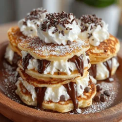 Mini Chocolate Chip Pancake Sandwiches are an irresistible treat that seamlessly blends the comfort of fluffy pancakes with a luscious creamy filling, making them an ideal choice for breakfast, brunch, or even a sweet dessert. These delightful sandwiches are not just a feast for the taste buds; they also have a charming presentation that can elevate any meal, whether it's a cozy family gathering or a festive celebration. The combination of warm pancakes and a rich filling is sure to bring smiles to the faces of both children and adults alike.