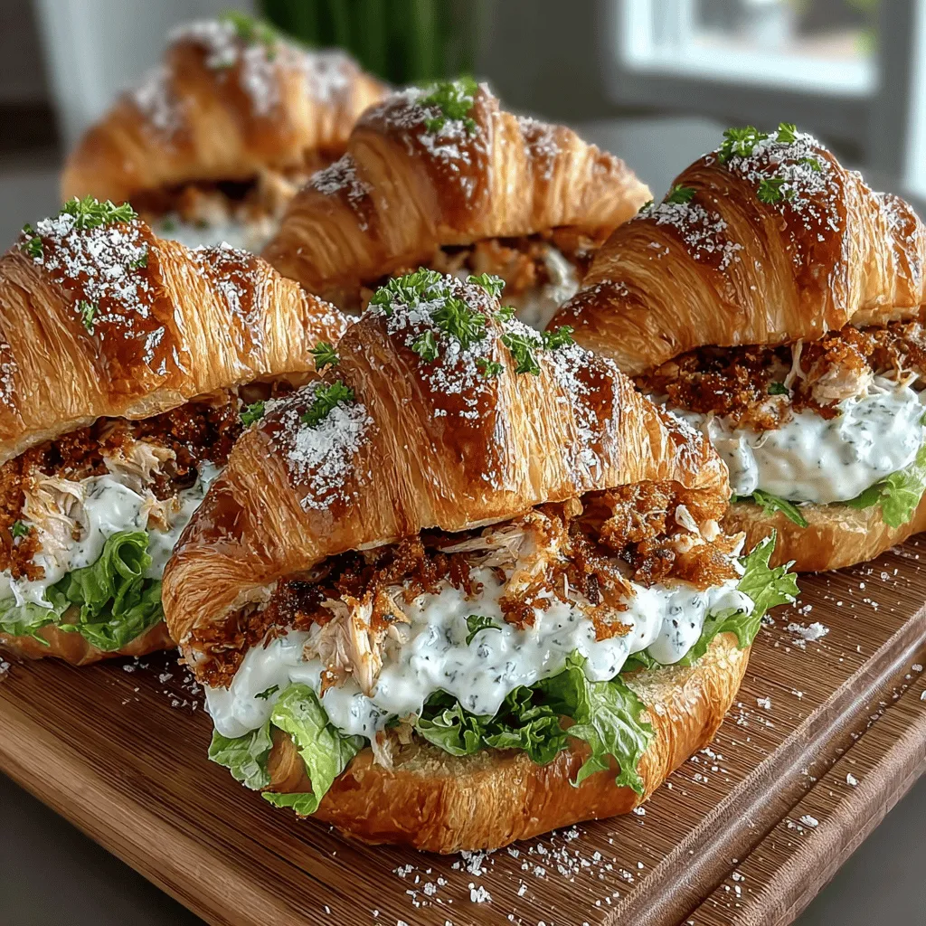 Assembling your Mini Chicken Caesar Croissant Melts is where the magic truly happens. Start with your freshly baked or store-bought croissants, ensuring that they are slightly warmed for easier handling. Carefully slice each croissant in half horizontally, creating a top and bottom layer. This is crucial as it allows for generous filling, which is the heart of this recipe.