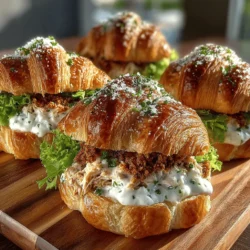 Assembling your Mini Chicken Caesar Croissant Melts is where the magic truly happens. Start with your freshly baked or store-bought croissants, ensuring that they are slightly warmed for easier handling. Carefully slice each croissant in half horizontally, creating a top and bottom layer. This is crucial as it allows for generous filling, which is the heart of this recipe.