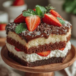 The Cozy Neapolitan Cake is a delightful dessert that captures the hearts of many with its vibrant layers and rich, harmonious flavors. Combining the classic tastes of vanilla, chocolate, and strawberry, this cake is not just a treat for the palate but also a feast for the eyes. Its striking appearance, characterized by distinct layers of color, makes it an ideal centerpiece for various occasions—from family gatherings and birthday celebrations to festive events and casual get-togethers.