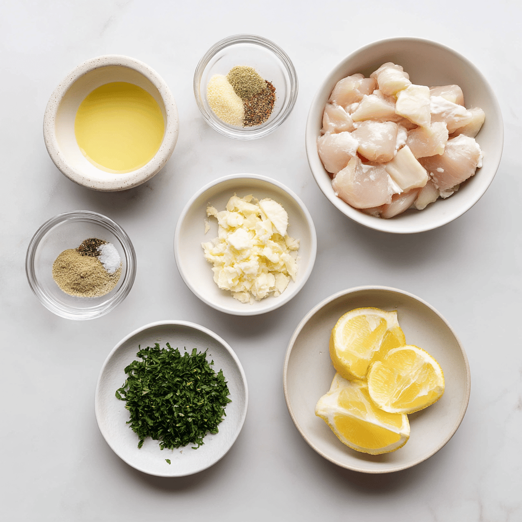 Ingredients for Air Fryer Garlic Butter Chicken Bites