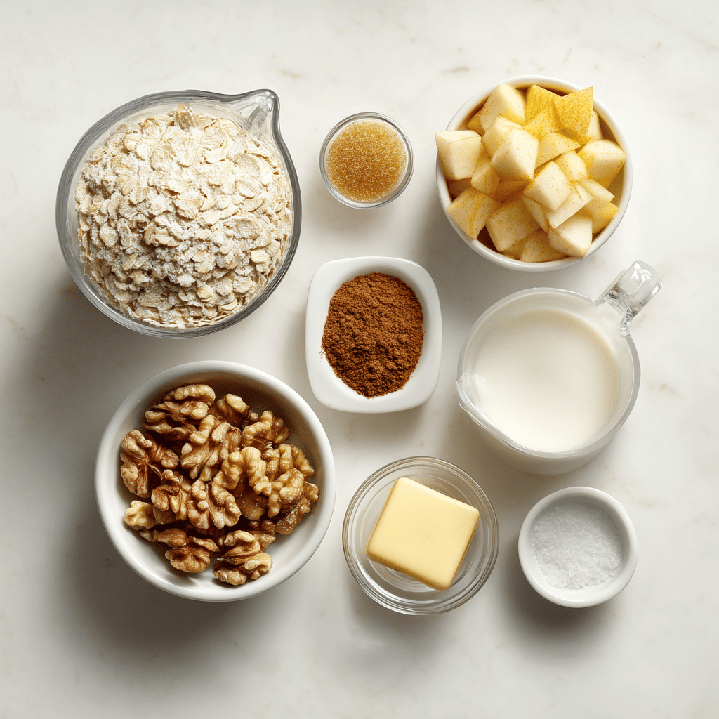 Ingredients for Creamy Skillet Apple Cinnamon Oatmeal