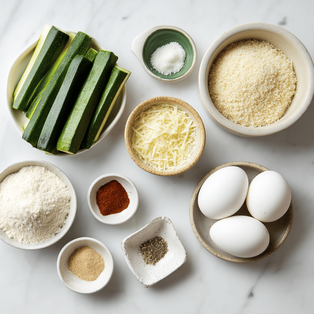Ingredients for Crispy Air Fryer Parmesan Zucchini Fries