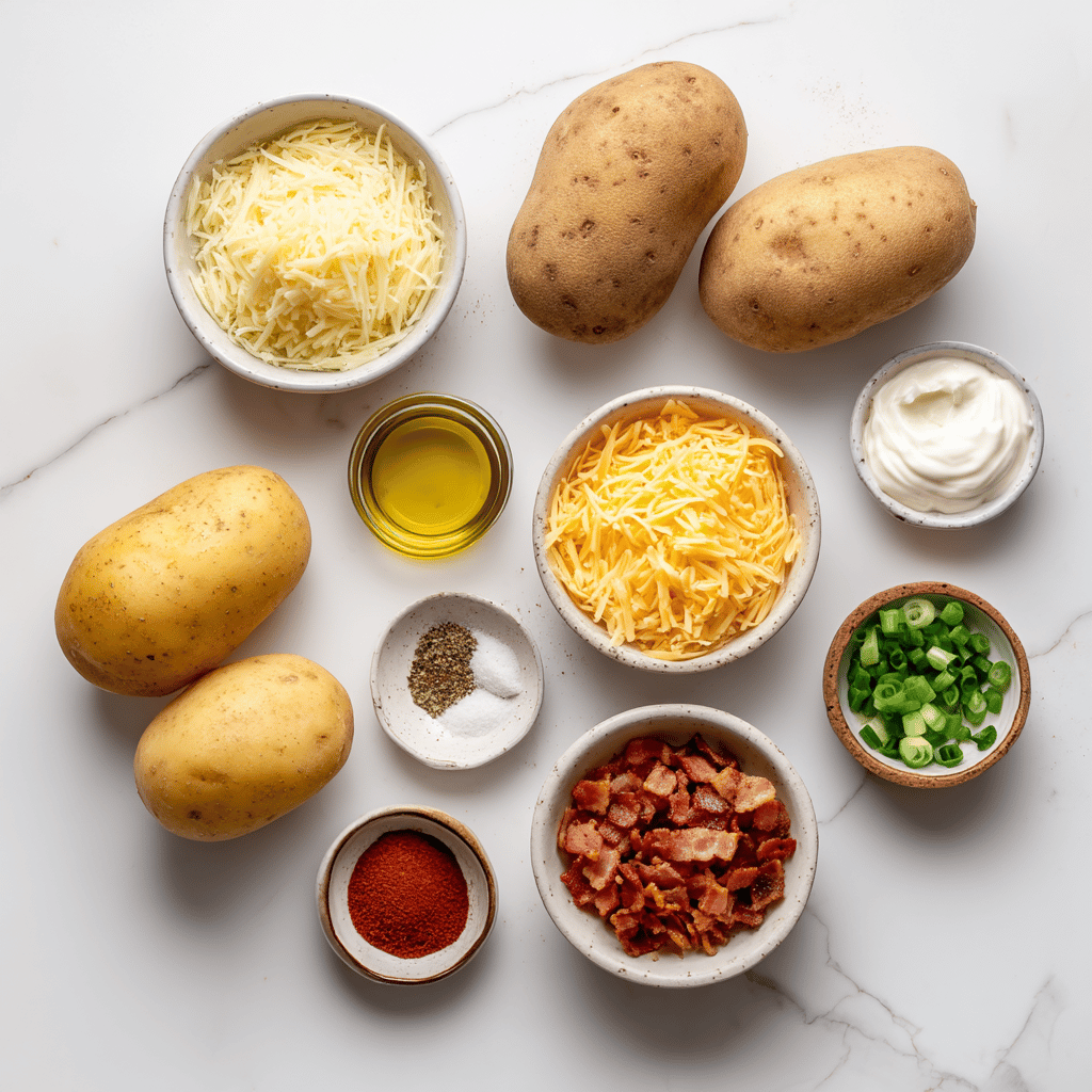 Ingredients for Fast and Flavorful Air Fryer Loaded Fries with a Cheesy Comfort Finish