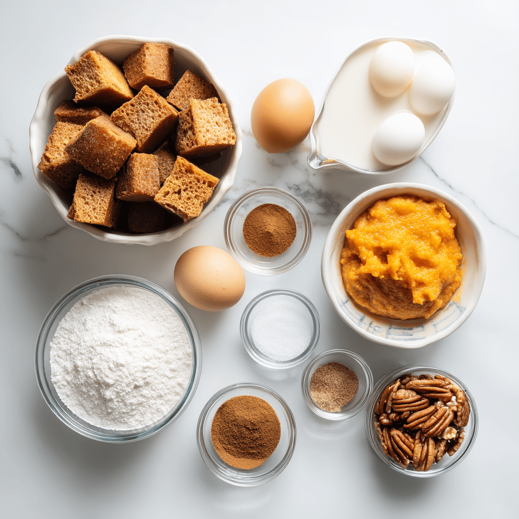 Ingredients for Pumpkin Spice French Toast Casserole