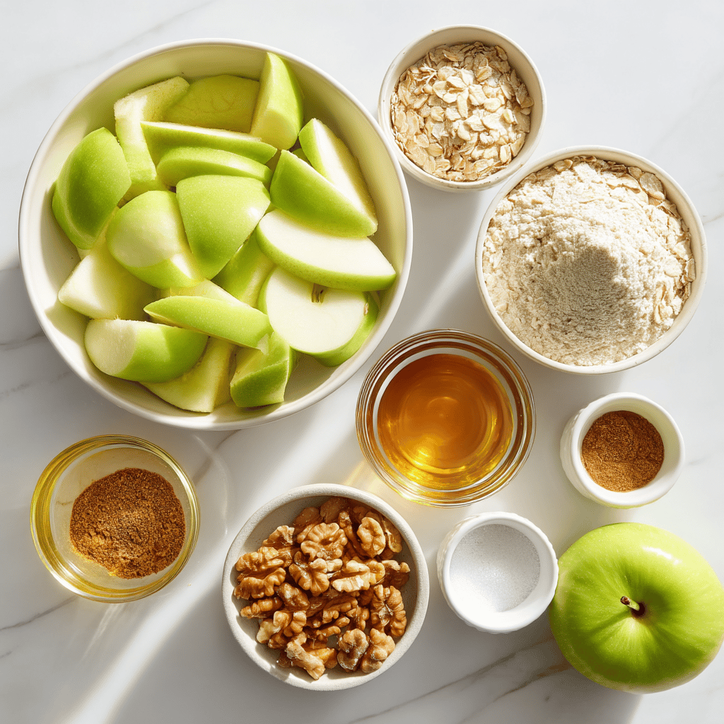 Ingredients for Quick Skillet Apple Crisp with a Healthy Twist